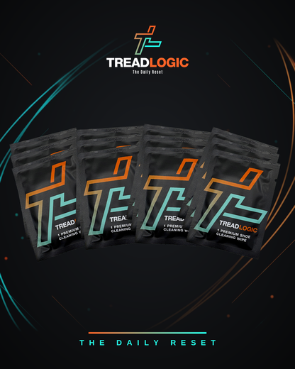 12 individually sealed shoe cleaning wipes inside every Tread Logic pouch