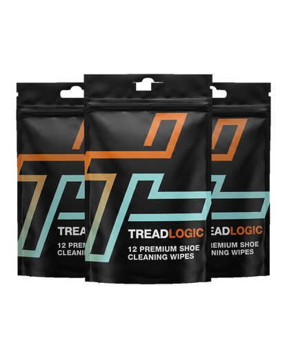 Tread Logic sneaker cleaning wipes 3 pouch bundle — 36 individually wrapped wipes, best value